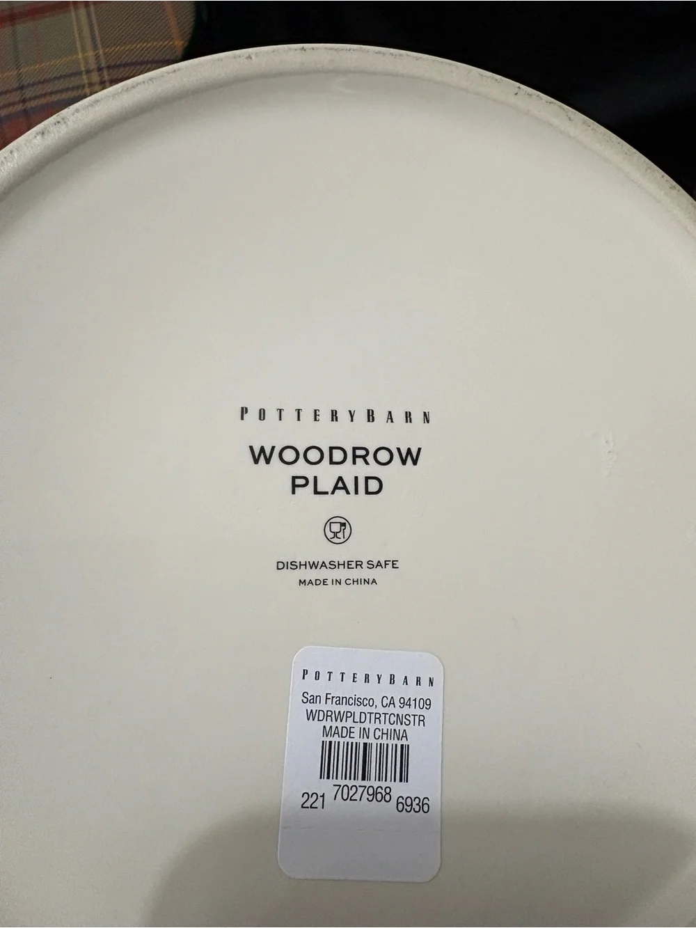 Pottery Barn Woodrow Plaid Ceramic Storage Canister
